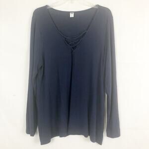 Old Navy Long Sleeve Criss Cross Blue Top Size Large